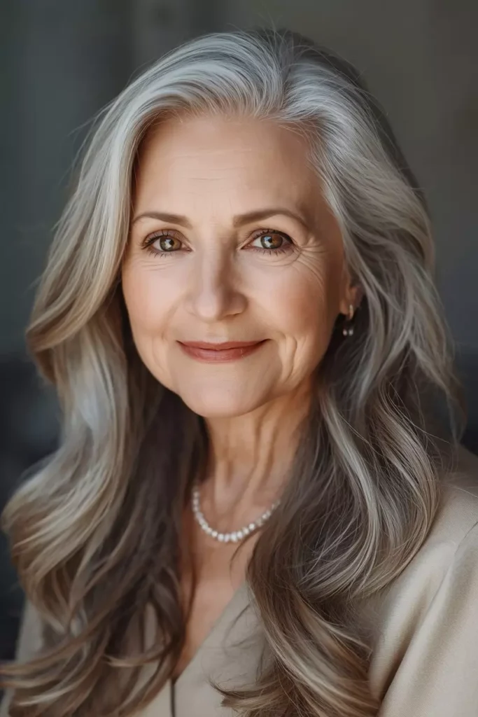 Long Layered Gray Hair Over 50