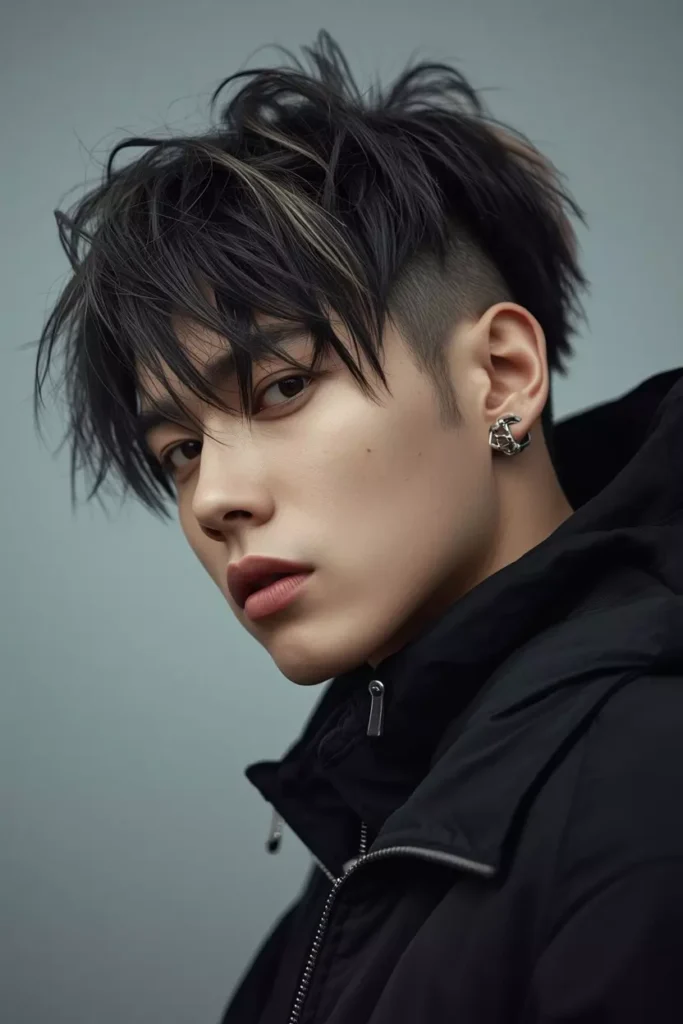 E-Boy Aesthetic Wolf Hairstyle for Men