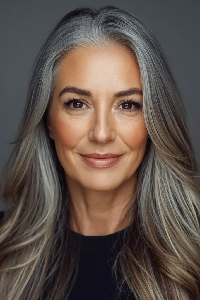 Salt and Pepper Long Hair Over 50