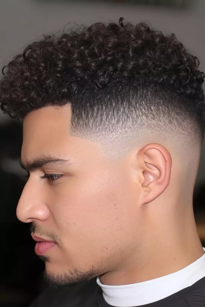Curly Hair Low Taper Crew Cut