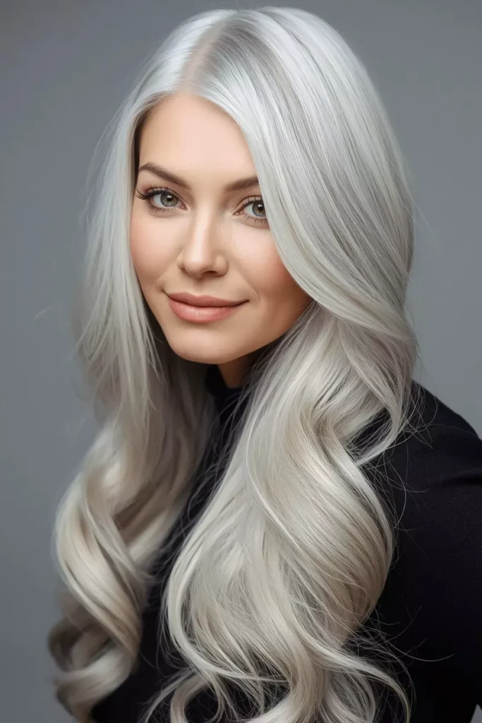 White Long Gray Hair Style