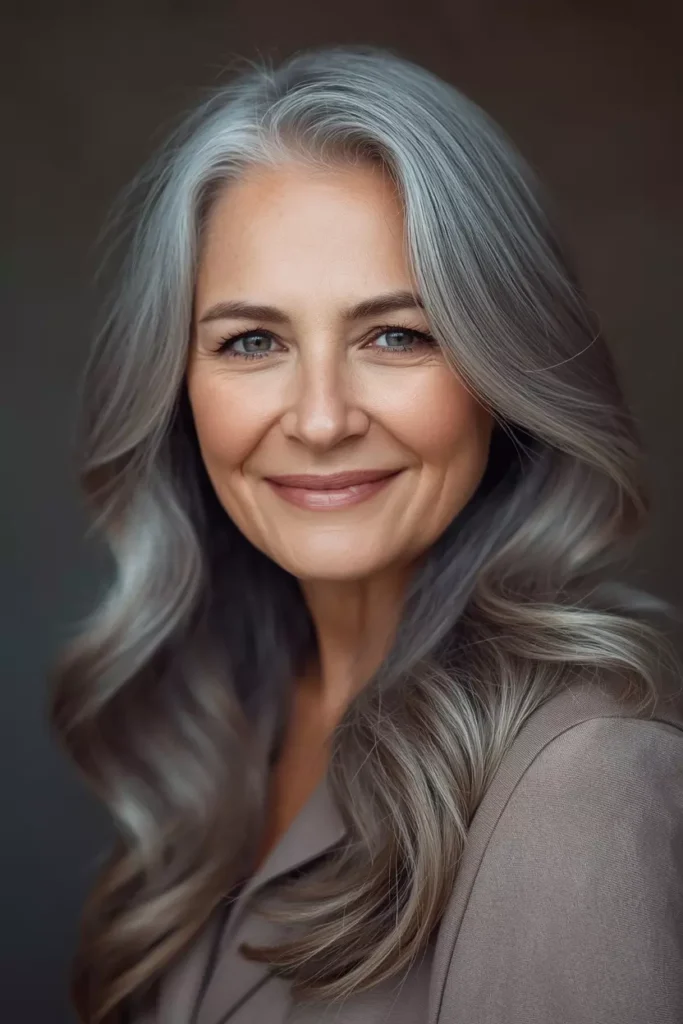 Soft Layers for Long Gray Hair