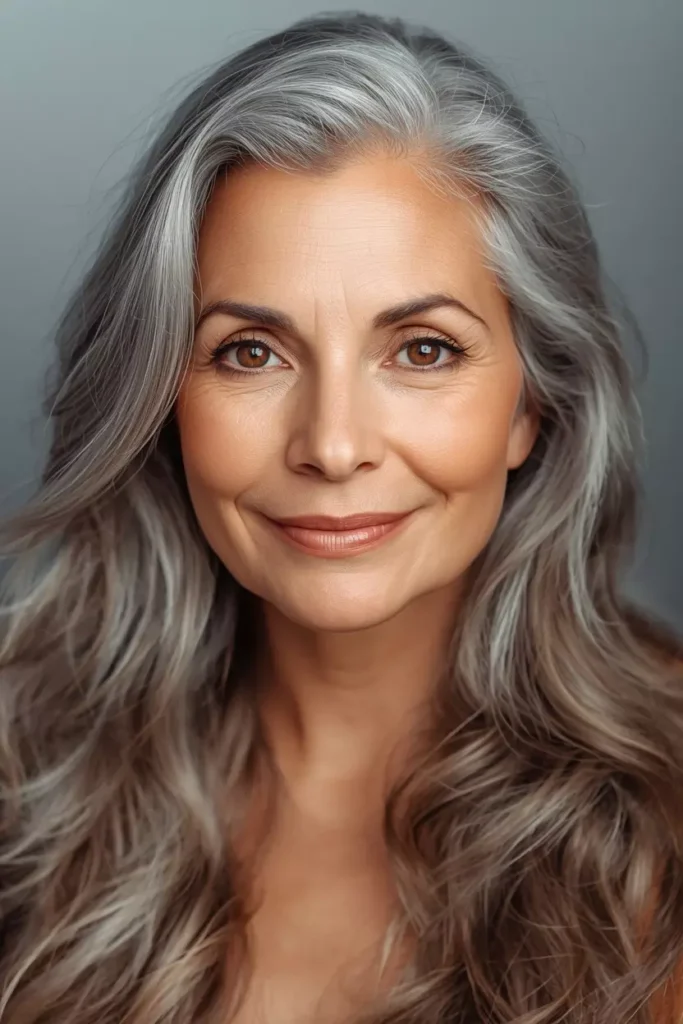Wavy Long Gray Hair Over 50