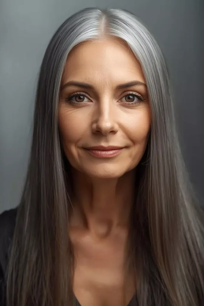 Straight Long Gray Hair Over 50