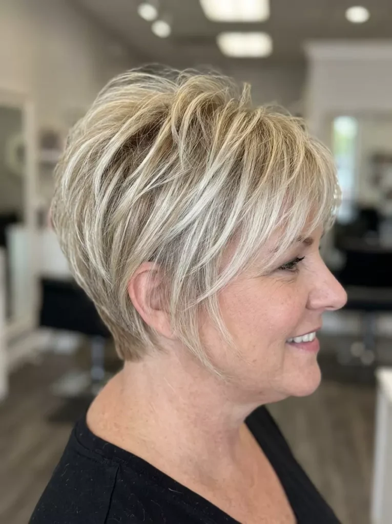 Blonde Haircuts for Round Faces Over 40