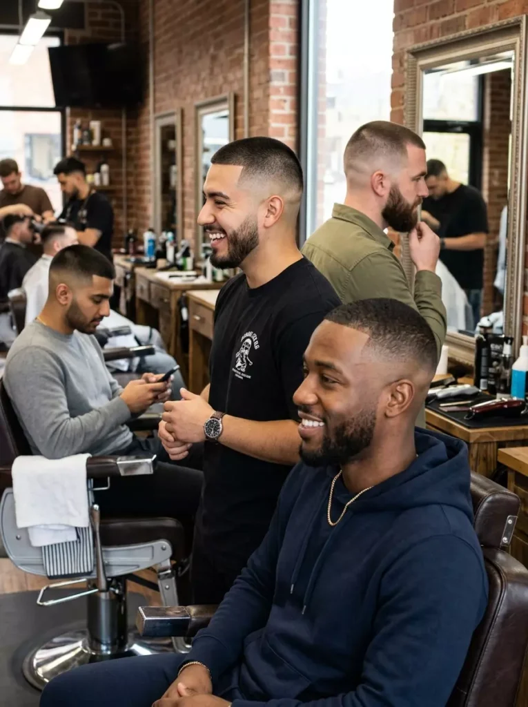 Buzz Cut Men with Mid Fade